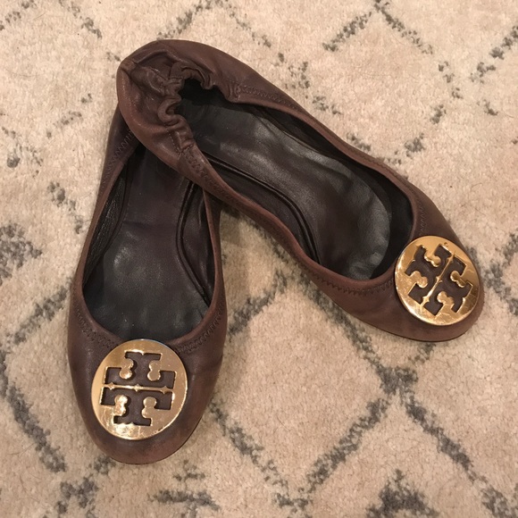 Tory Burch Shoes - Tory Burch Brown Leather Reva Flats